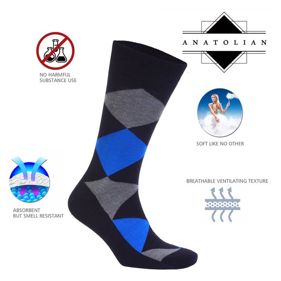 Colorful BAMBOO Socks for MEN WOMEN in Blue Assortment Natural Soft Comfortable - Picture 3 of 5